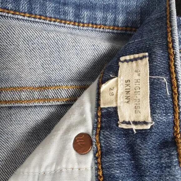 Madewell Distressed Blue Denim 9" High Rise Skinny Jeans Women's Size 28 - Picture 8 of 15